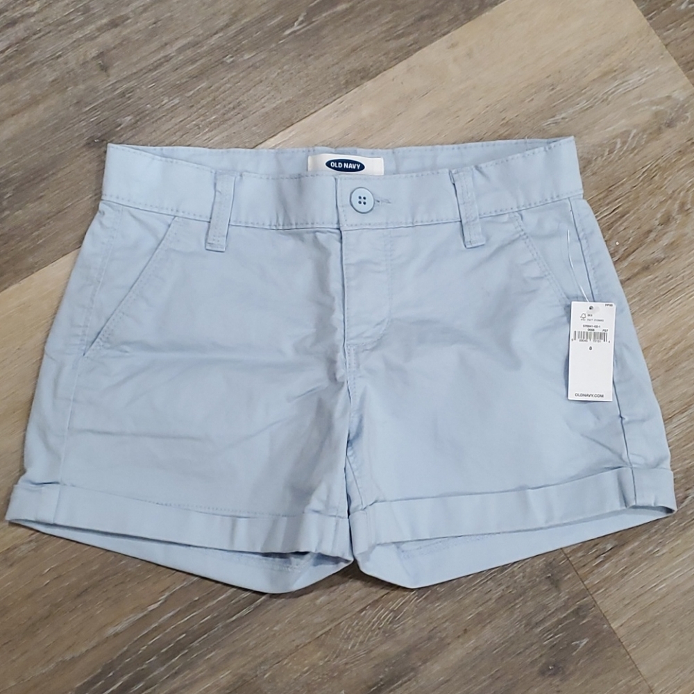 Old Navy blue girls cotton chino shorts size 8